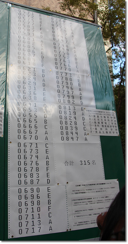 2013年京都大学農学部合格発表