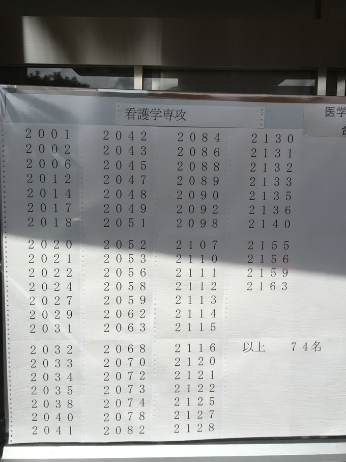 看護学専攻合格発表